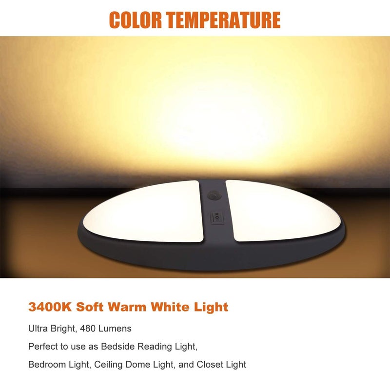 Facon Larger Oval RV Motion Sensor Light - 6W 480LM Warm White (3400K) 12V Interior Lighting, LED Ceiling Dome Lights for RV Bathroom Hallway Camper Boat - Image 3